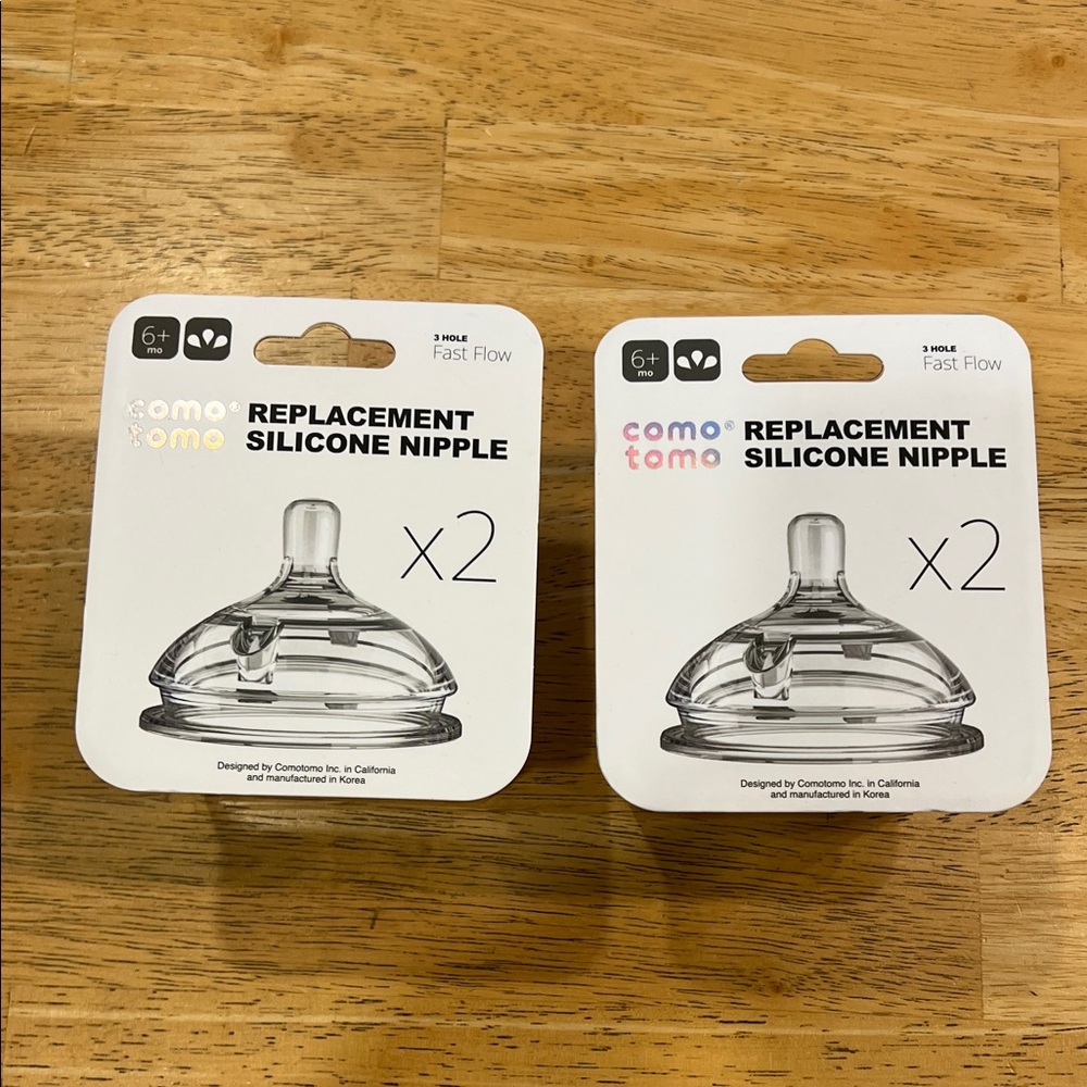 Comotomo Replacement Silicone Nipples 6+ Months Fast Flow 2 pack 2x